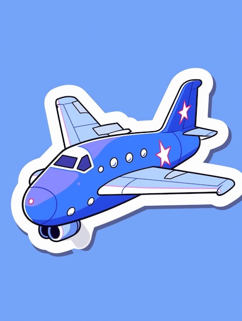 Photo there is a blue airplane with stars on it flying in the sky generative ai