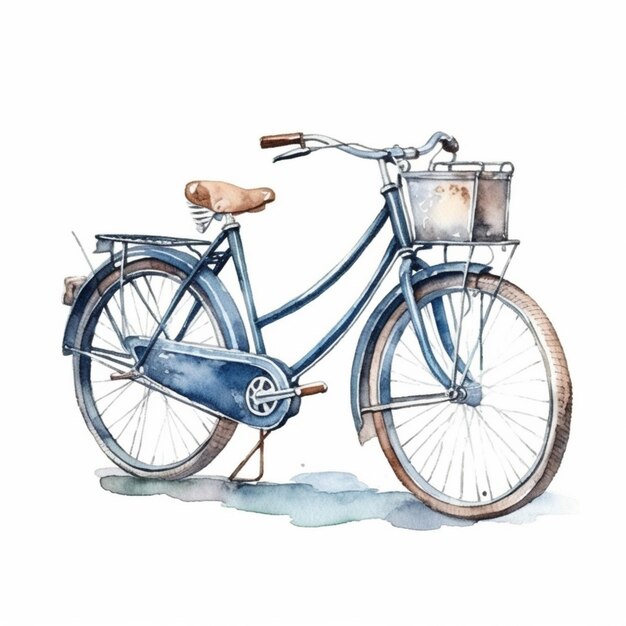 there is a blue bicycle with a basket on the front wheel generative ai