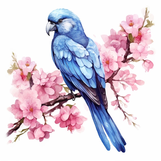 there is a blue bird sitting on a branch of a tree generative ai