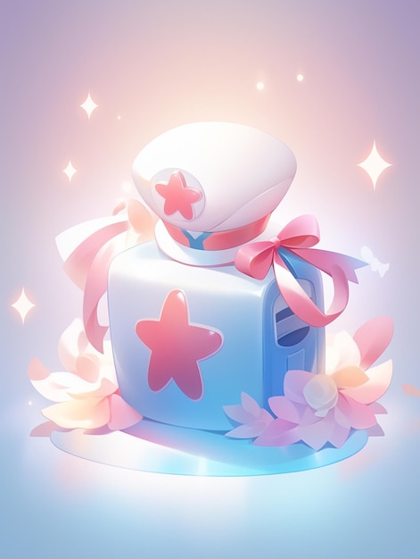 there is a blue box with a pink bow and a star on top generative ai