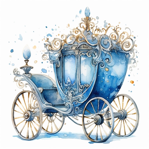 Photo there is a blue carriage with a gold decoration on it generative ai