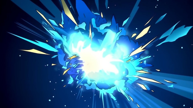 there is a blue explosion with a star in the middle generative ai