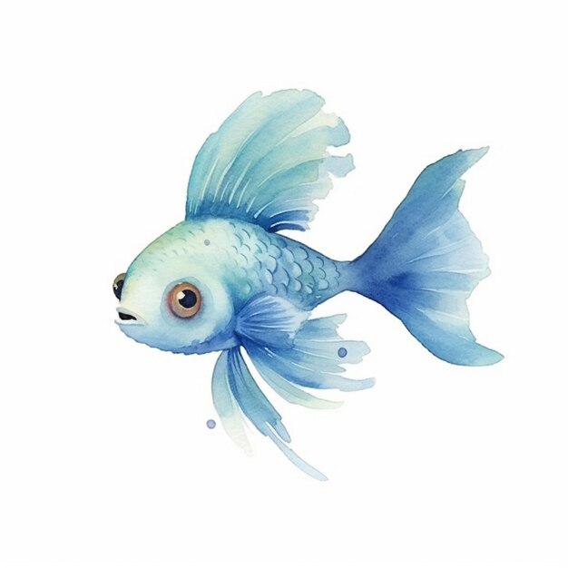 there is a blue fish with a white background and a white background generative ai