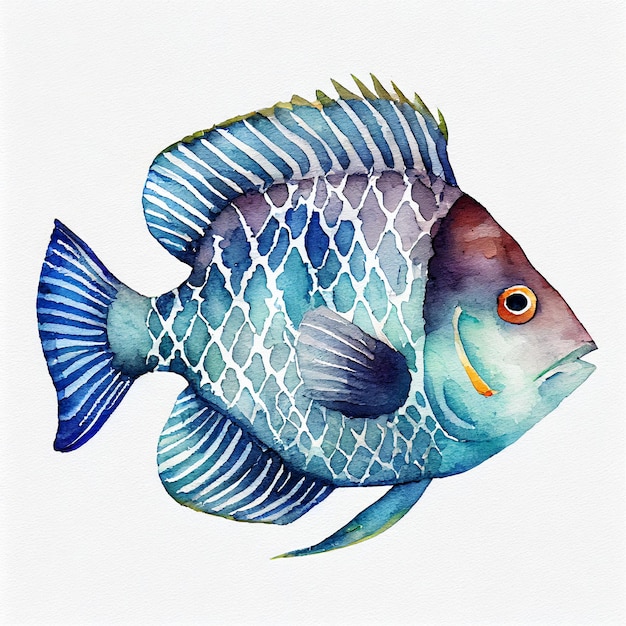 There is a blue fish with a white and blue pattern on it generative ai