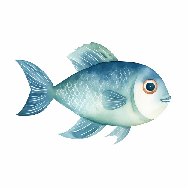 there is a blue fish with a white body and a blue tail generative ai