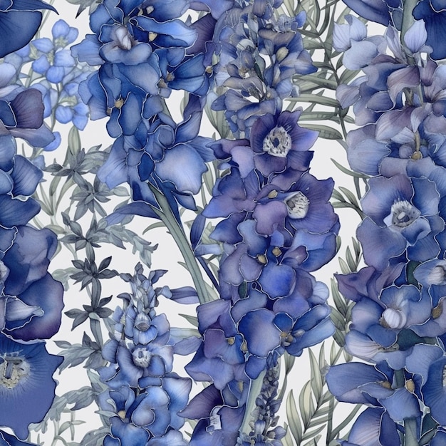 there is a blue flower pattern on a white background generative ai