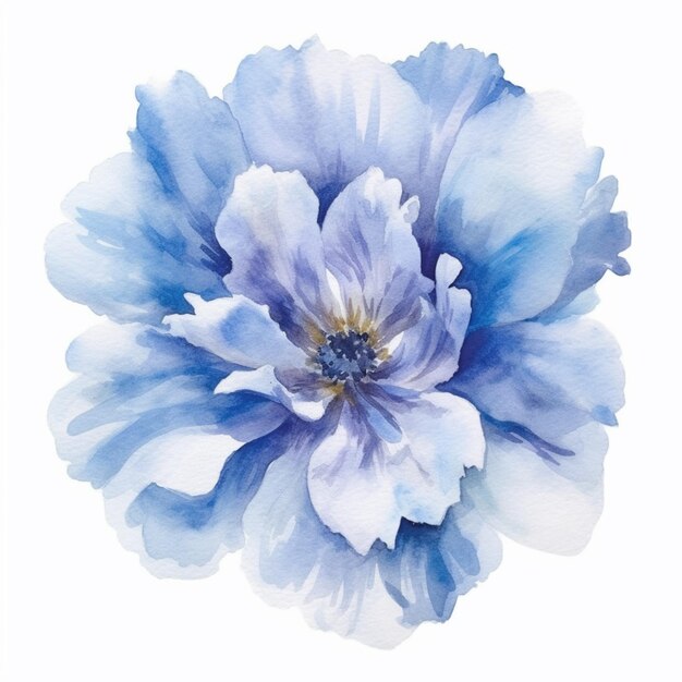 There is a blue flower that is on a white background generative ai