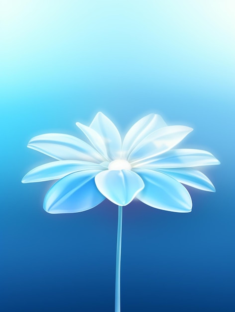 There is a blue flower with a white center on a blue background generative ai