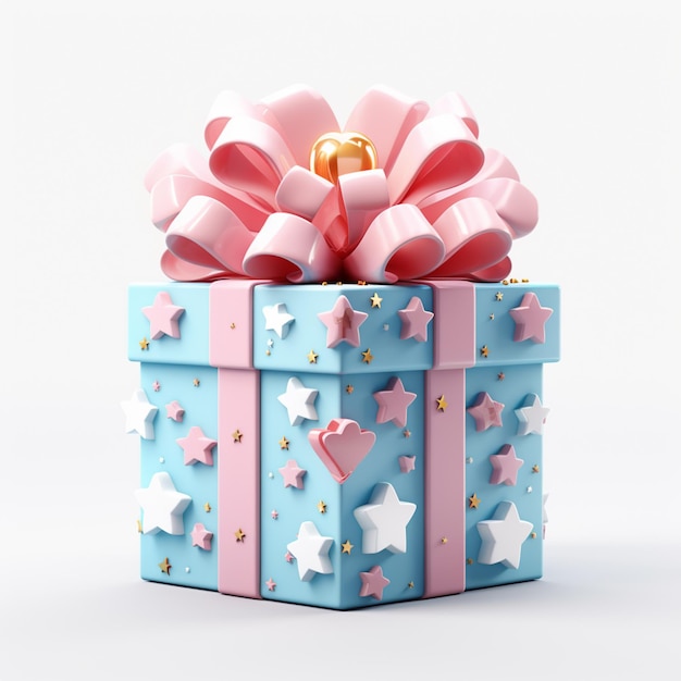 there is a blue gift box with a pink bow and a gold ring generative ai