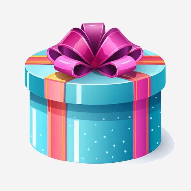 there is a blue gift box with a pink bow on top generative ai