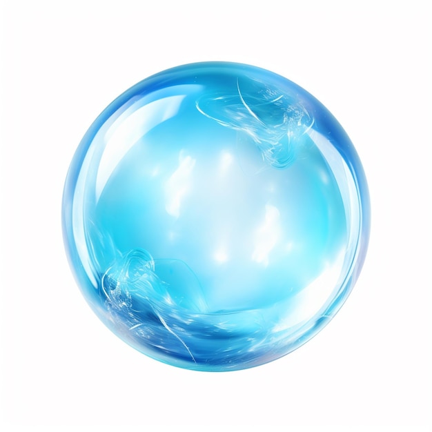 Photo there is a blue glass ball with a feather on it generative ai