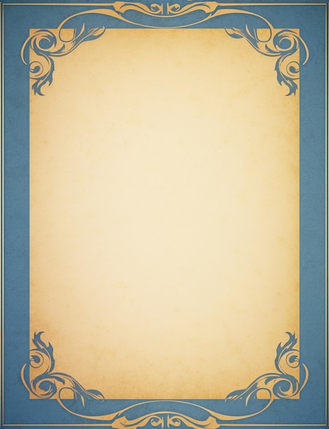 Photo there is a blue and gold frame with a gold border generative ai