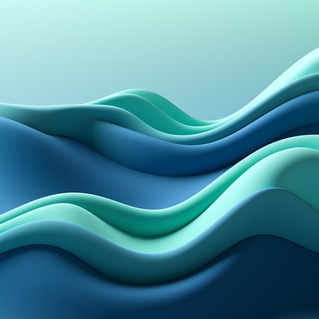 There is a blue and green wave pattern with a light green background generative ai