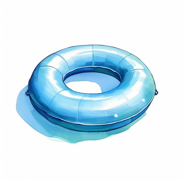 there is a blue inflatable ring floating on the water generative ai