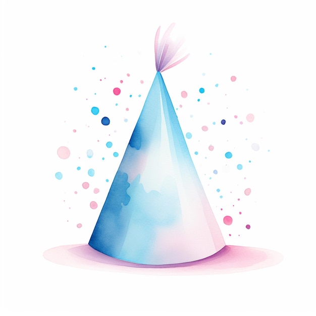 Photo there is a blue party hat with a pink and blue design generative ai