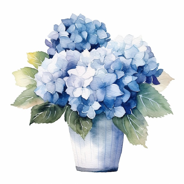 There is a blue vase with blue flowers in it generative ai