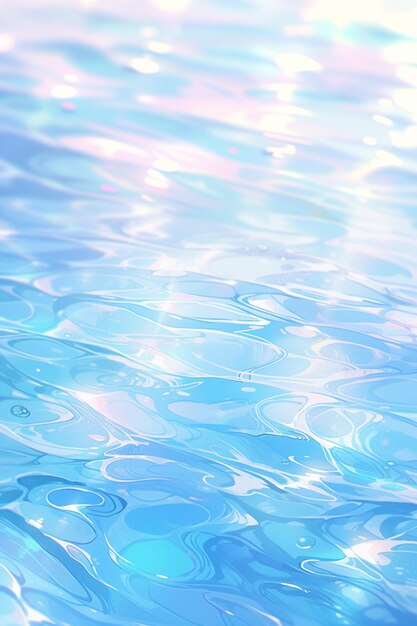 there is a blue water surface with ripples and a sun reflecting on it generative ai