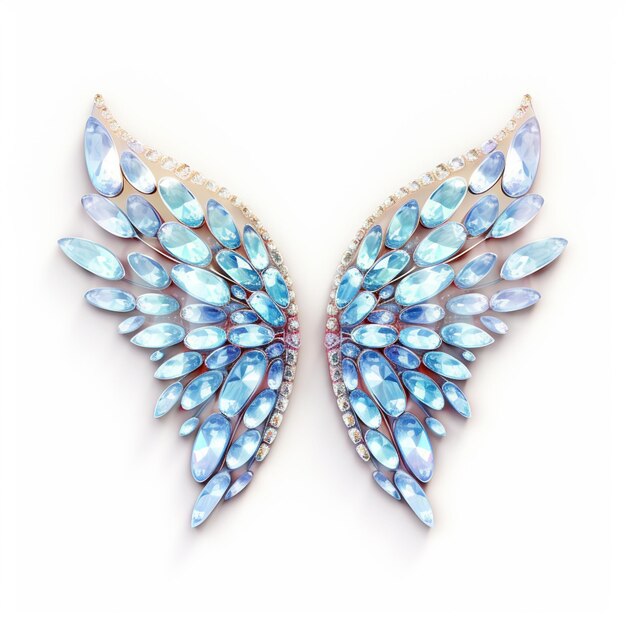there is a blue and white brooch with a butterfly wing generative ai