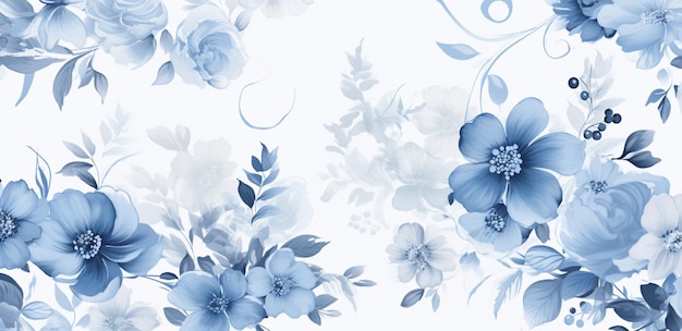there is a blue and white floral pattern on a white background generative ai