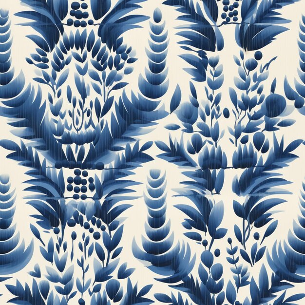 there is a blue and white floral pattern on a white background generative ai