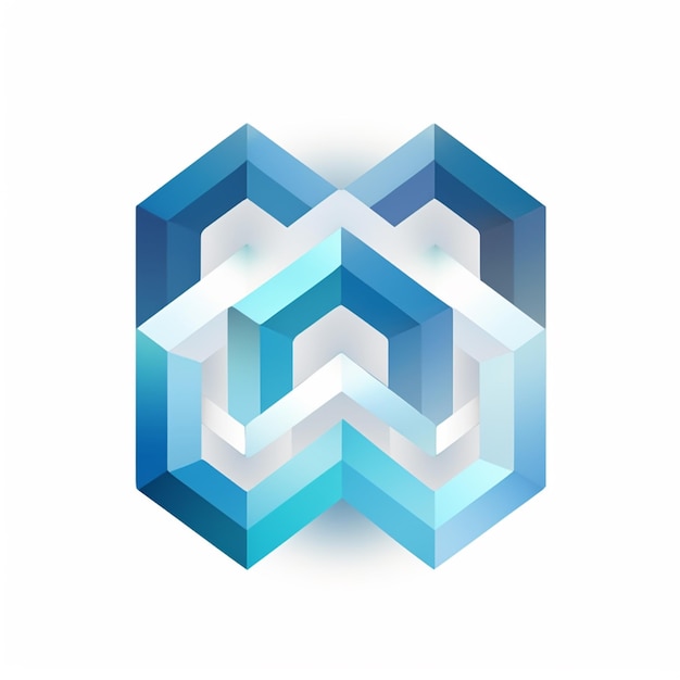 there is a blue and white geometric design with a white background generative ai