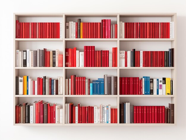 there is a book shelf with many books on it generative ai