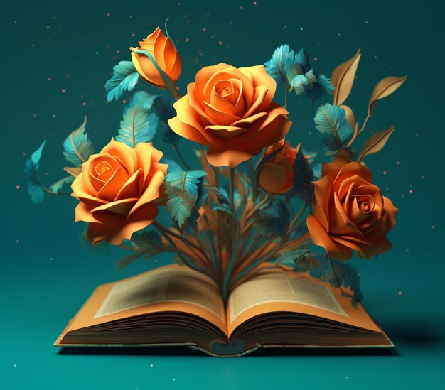 there is a book with a bunch of flowers on it generative ai