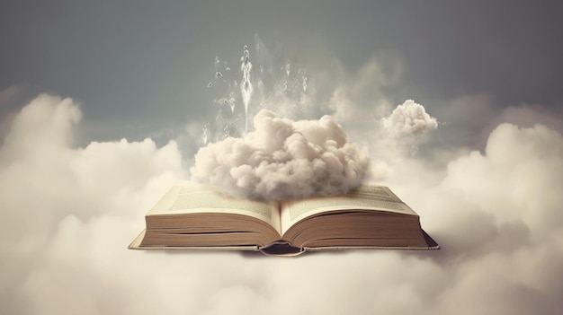 there is a book with a cloud coming out of it generative ai