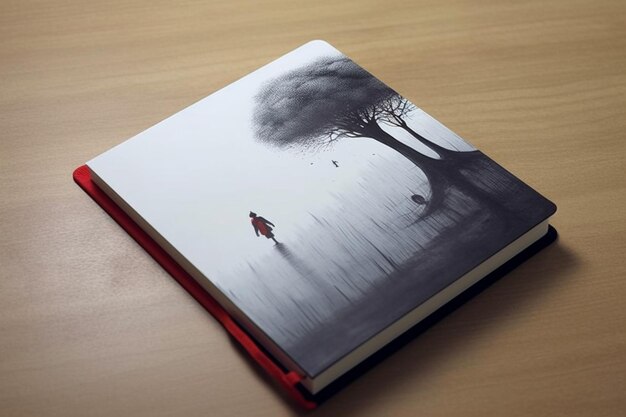 Photo there is a book with a picture of a person walking on a path generative ai