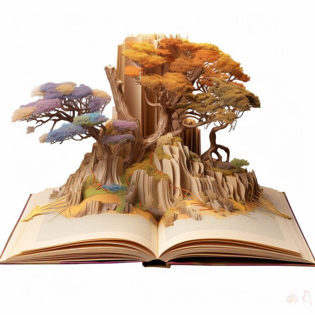 there is a book with a tree on it that is open generativ ai