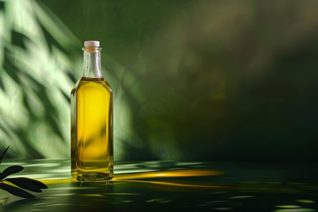 there is a bottle of olive oil sitting on a table generative ai