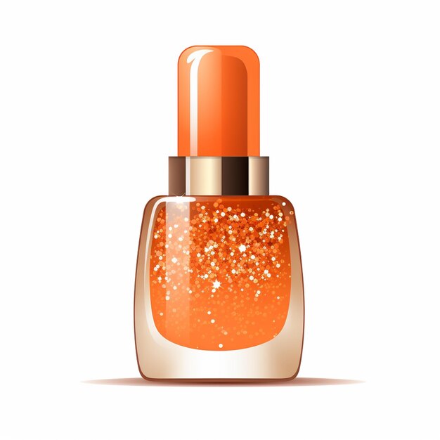 there is a bottle of orange liquid with gold glitter on it generative ai