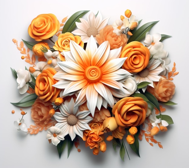 there is a bouquet of flowers made of paper on a white surface generative ai