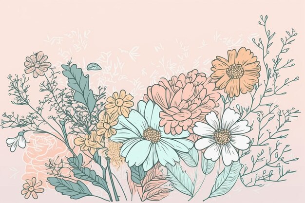 Photo there is a bouquet of flowers on a pink background generative ai