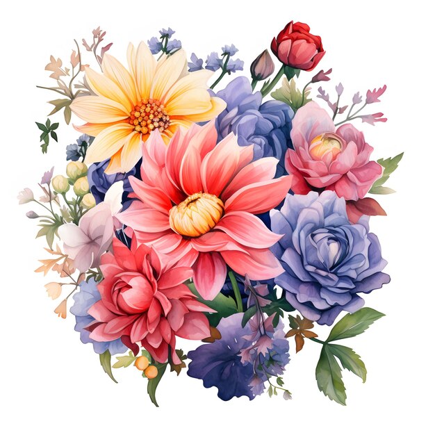 there is a bouquet of flowers with many colors on it Generative AI