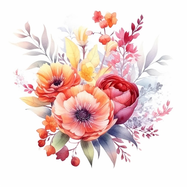 there is a bouquet of flowers with orange and pink flowers generative ai