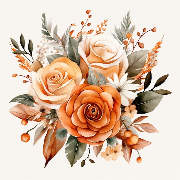 there is a bouquet of flowers with orange and white flowers generative ai