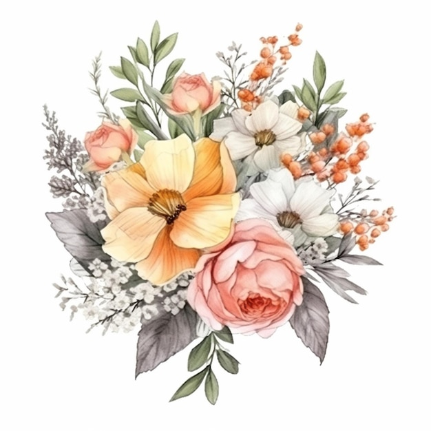 There is a bouquet of flowers with orange and white flowers generative ai