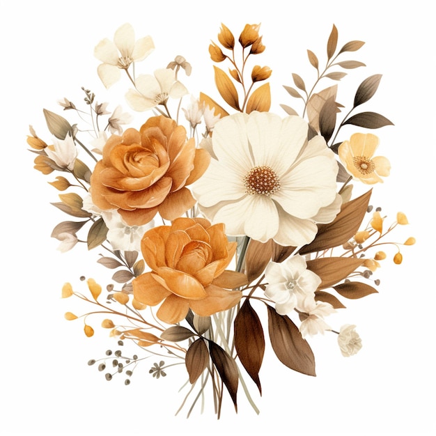 there is a bouquet of flowers with orange and white flowers generative ai