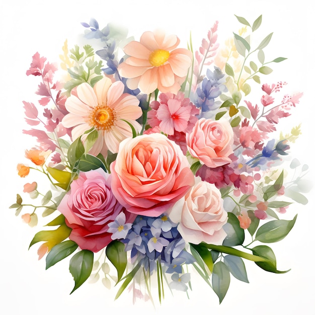 there is a bouquet of flowers with pink Generative AI