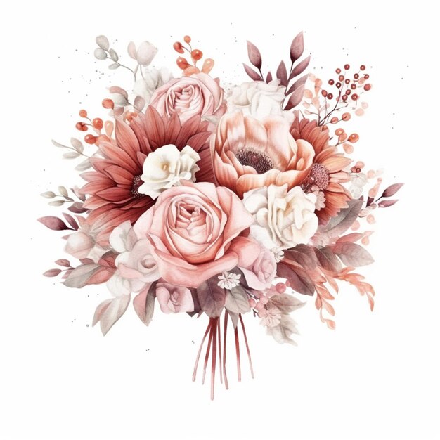 there is a bouquet of flowers with pink and white flowers generative ai