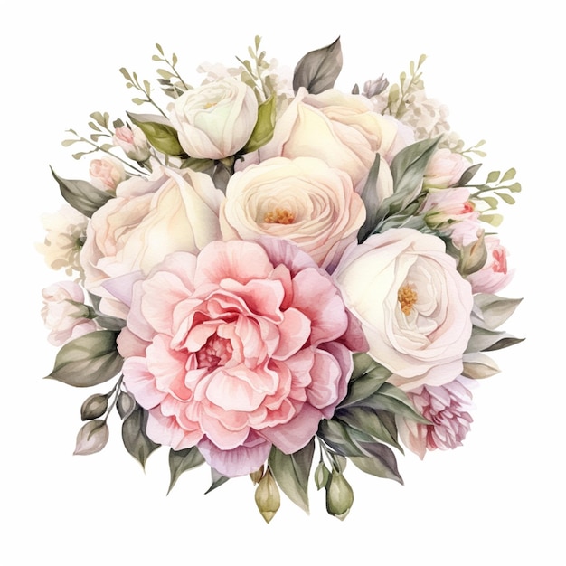 There is a bouquet of flowers with pink and white flowers generative ai
