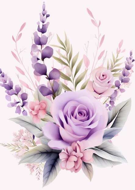 there is a bouquet of flowers with purple and pink flowers generative ai