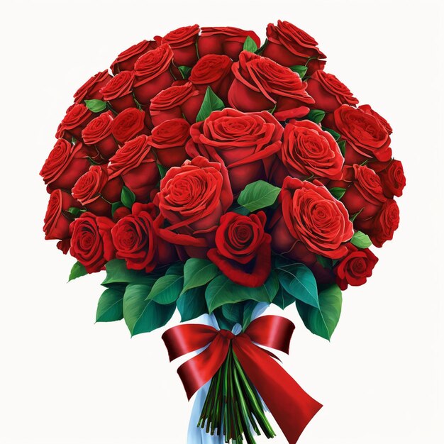 there is a bouquet of red roses with a red bow generative ai