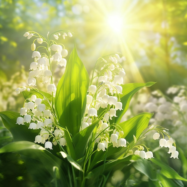 Foto c'è un bouquet di fiori bianchi nel sole generativo ai