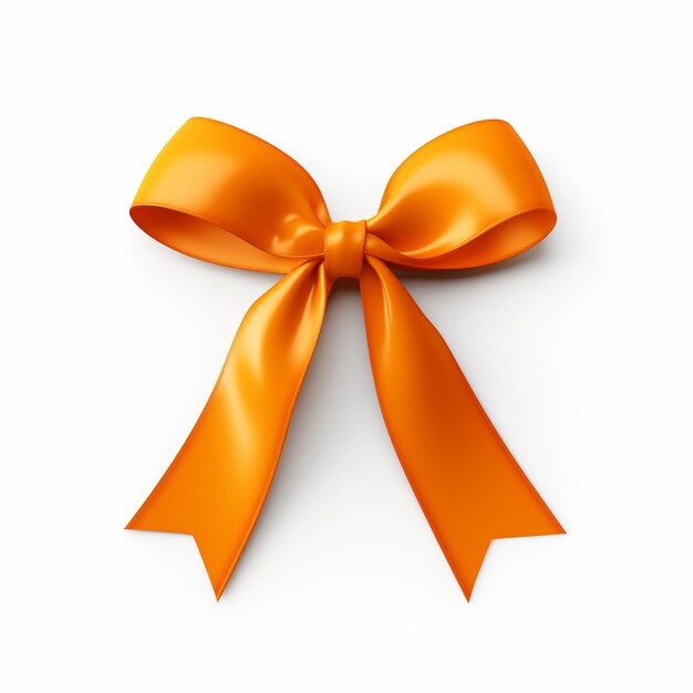 Photo there is a bow made of orange satin ribbon on a white surface generative ai