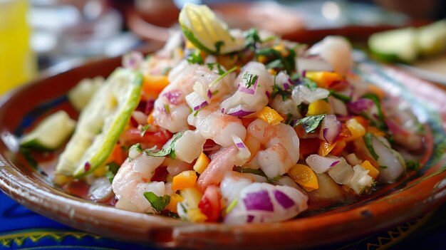 Foto there is a bowl of food that is on a table generative ai