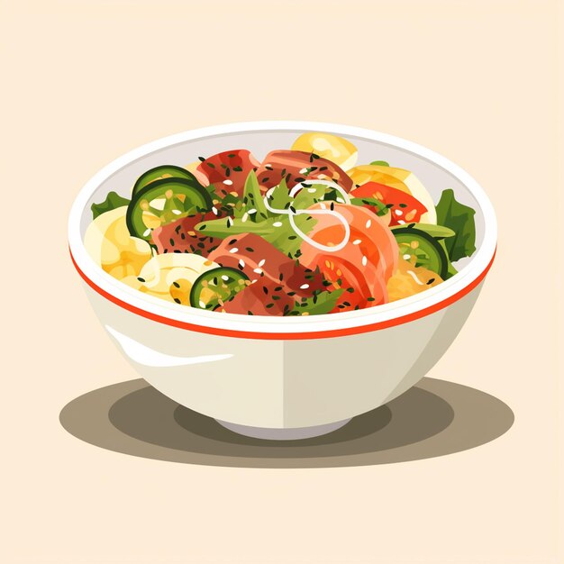 Photo there is a bowl of food with vegetables and meats in it generative ai