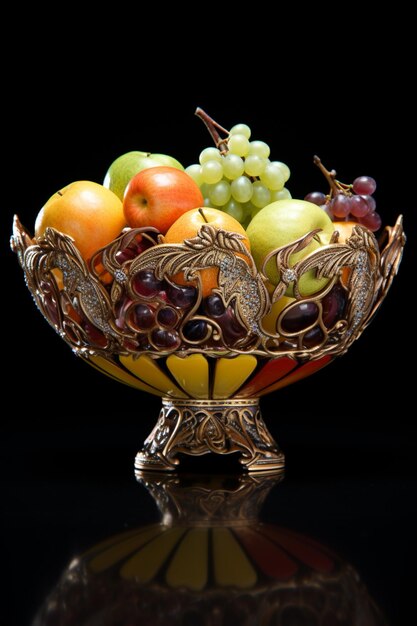 Photo there is a bowl of fruit that is sitting on a table generative ai