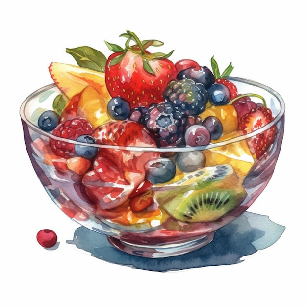 There is a bowl of fruit with a variety of berries in it generative ai